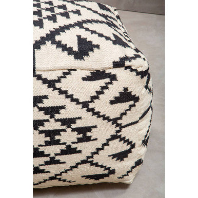 Orsina Cefena Berber Style Pouffe – Hand-Woven Cotton Geometric Ottoman