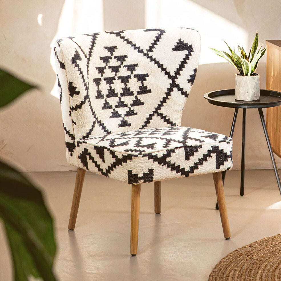 Orsina Cefena Berber Style Mango Wood Lounge Chair | Woven Boho Accent