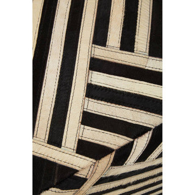 Orsina Safira Leather Pouffe – Black and White Striped Ottoman