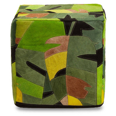 Orsina Safira Botanical Leather Pouffe – Versatile Bean Bag Footrest
