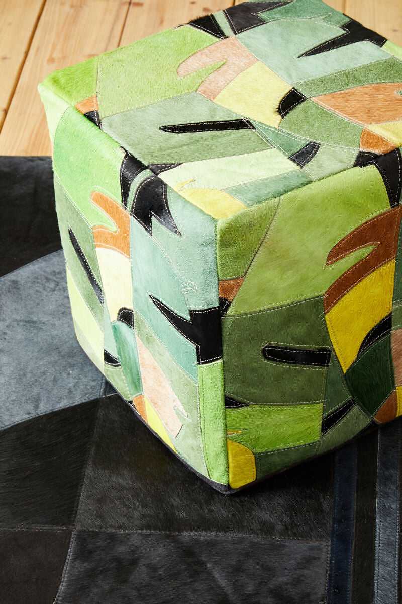 Orsina Safira Botanical Leather Pouffe – Versatile Bean Bag Footrest