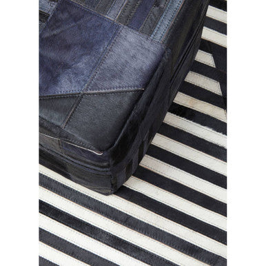 Orsina Bosie Safira Leather Pouffe – Art Deco Black & Grey Ottoman