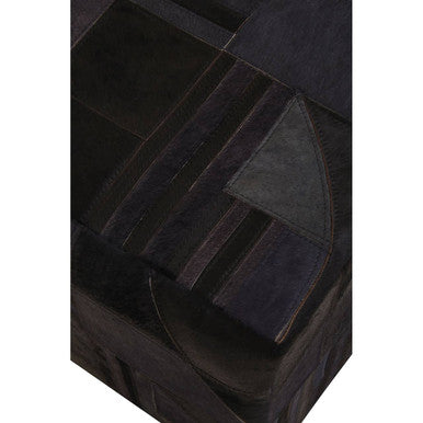 Orsina Bosie Safira Leather Pouffe – Art Deco Black & Grey Ottoman