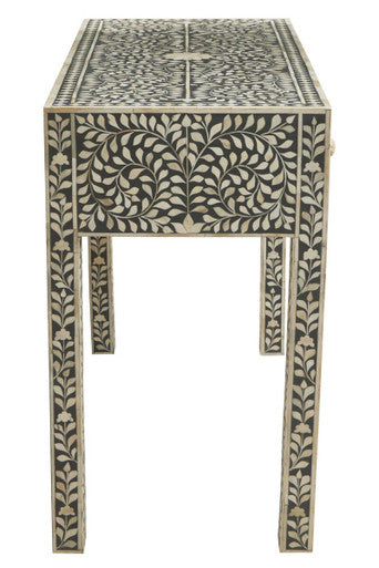 Orsina Fusion Bone Inlay Writing Desk – Floral 3-Drawer Home Office