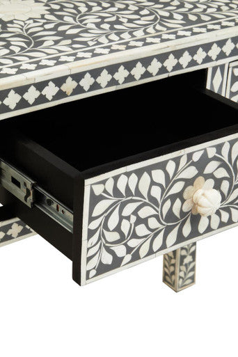 Orsina Fusion Bone Inlay Writing Desk – Floral 3-Drawer Home Office