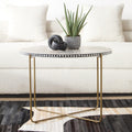 Orsina Fusion Bone Inlay Round Coffee Table - Black & Gold Metal Base