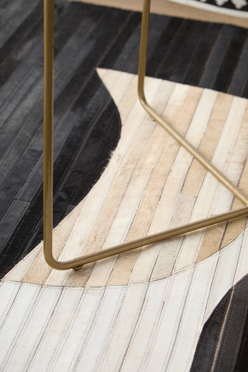 Orsina Fusion Bone Inlay Round Coffee Table - Black & Gold Metal Base