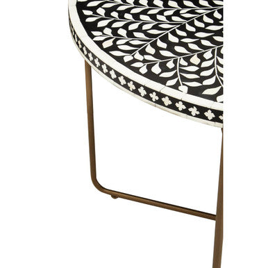 Orsina Fusion Bone Inlay Round Coffee Table - Black & Gold Metal Base