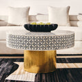Orsina Round Bone Inlay Coffee Table – Geometric Black & Gold