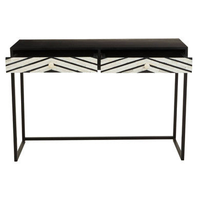 Orsina Fusion 2-Drawer Console Table | Black Bone Inlay Chevron