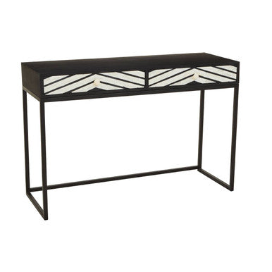 Orsina Fusion 2-Drawer Console Table | Black Bone Inlay Chevron