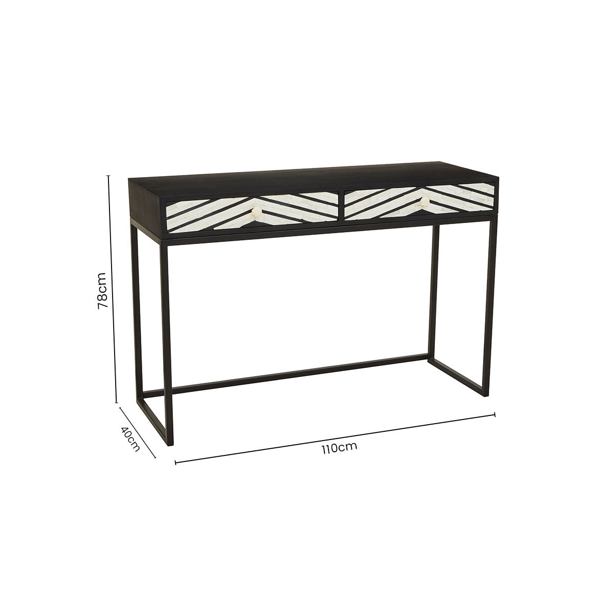 Orsina Fusion 2-Drawer Console Table | Black Bone Inlay Chevron