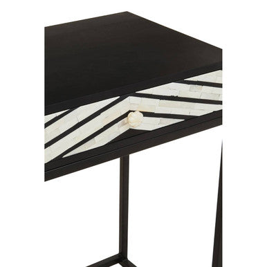 Orsina Fusion 2-Drawer Console Table | Black Bone Inlay Chevron
