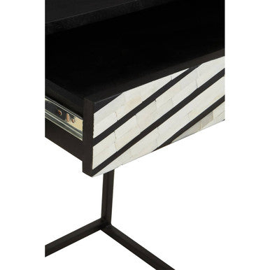 Orsina Fusion 2-Drawer Console Table | Black Bone Inlay Chevron