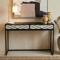 Orsina Fusion 2-Drawer Console Table | Black Bone Inlay Chevron