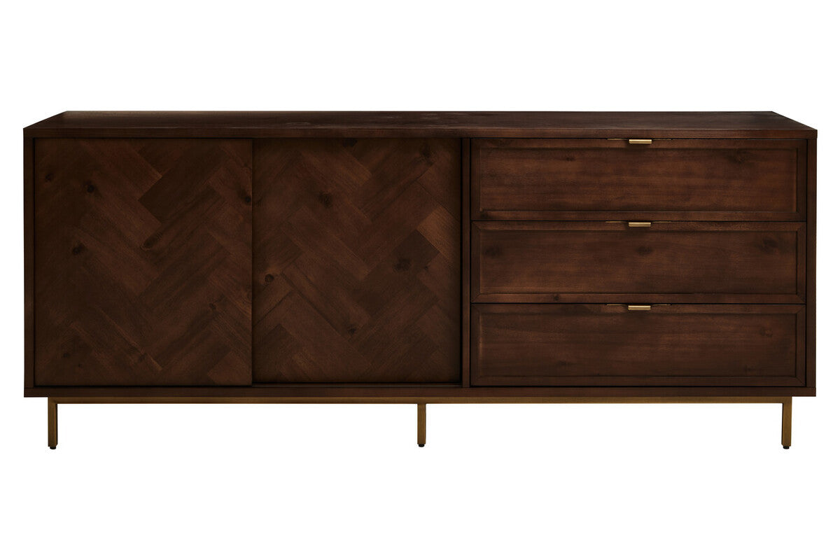 Orsina Brando Acacia Wood Sideboard – Herringbone Storage Cabinet