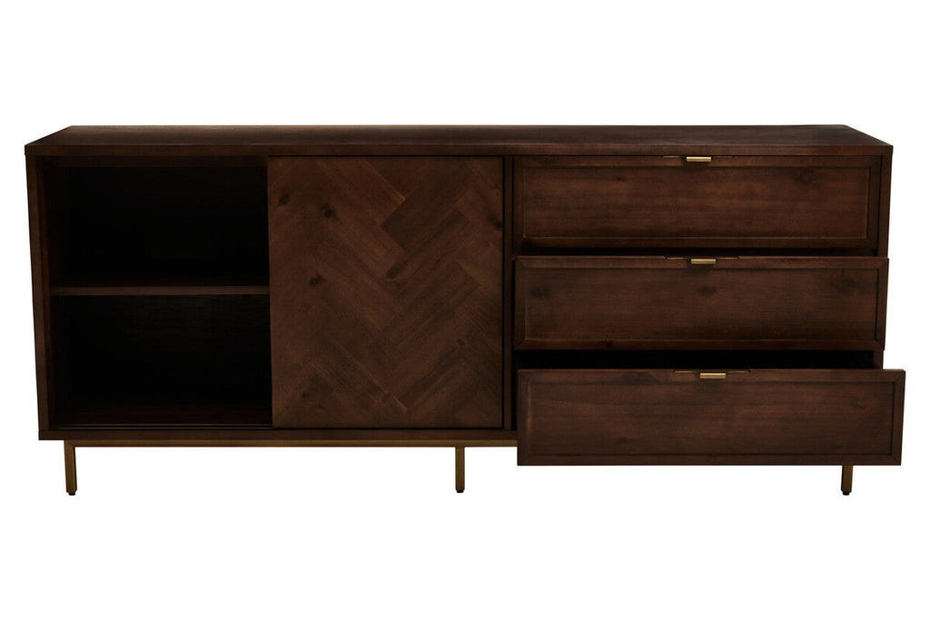 Orsina Brando Acacia Wood Sideboard – Herringbone Storage Cabinet