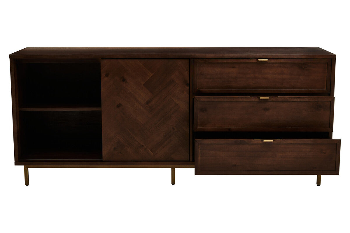 Orsina Brando Acacia Wood Sideboard – Herringbone Storage Cabinet