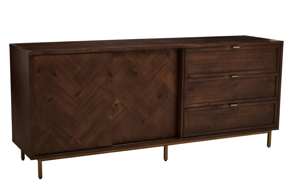 Orsina Brando Acacia Wood Sideboard – Herringbone Storage Cabinet