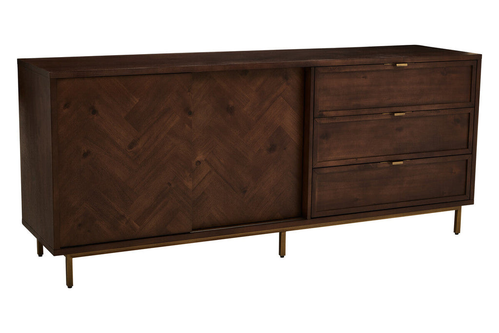 Orsina Brando Acacia Wood Sideboard – Herringbone Storage Cabinet