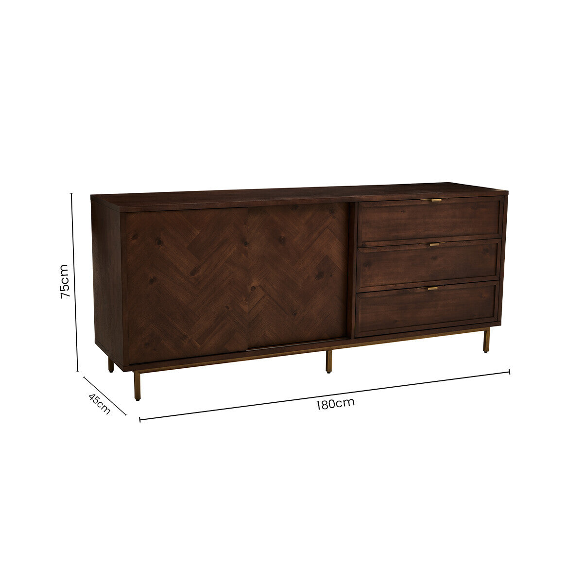 Orsina Brando Acacia Wood Sideboard – Herringbone Storage Cabinet