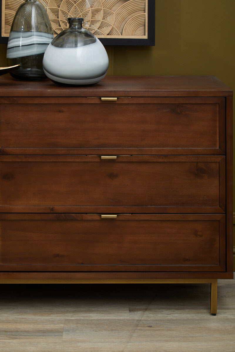 Orsina Brando Acacia Wood Sideboard – Herringbone Storage Cabinet