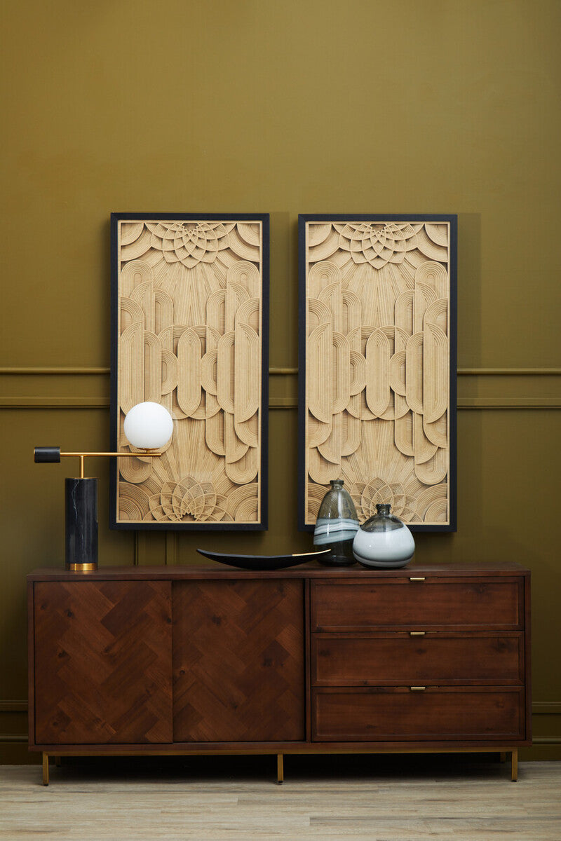 Orsina Brando Acacia Wood Sideboard – Herringbone Storage Cabinet