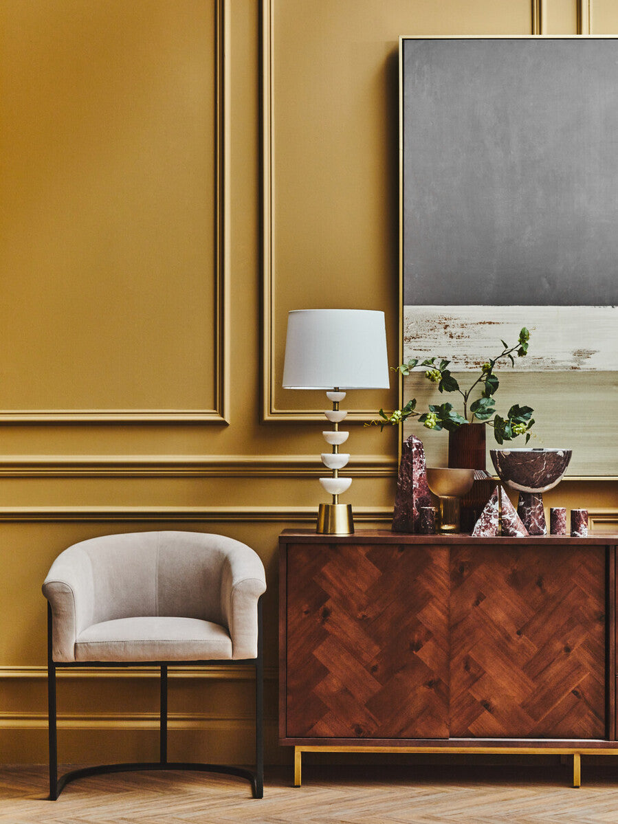 Orsina Brando Acacia Wood Sideboard – Herringbone Storage Cabinet