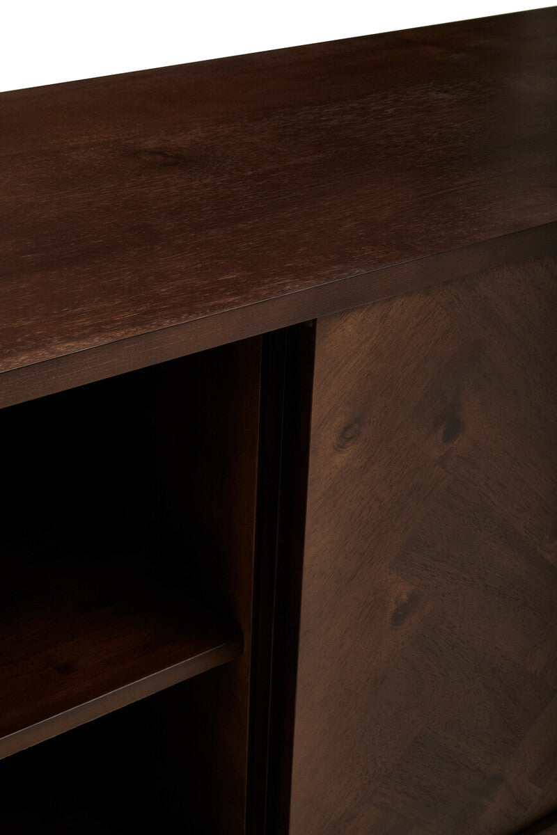 Orsina Brando Acacia Wood Sideboard – Herringbone Storage Cabinet