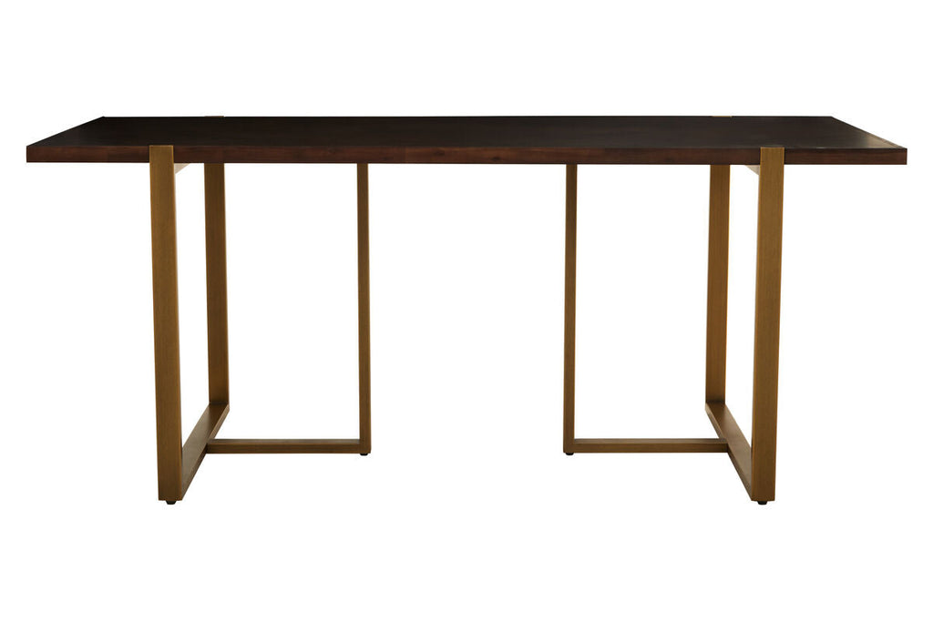 Orsina Brando Dining Table – Grey Acacia Chevron Wood & Brass