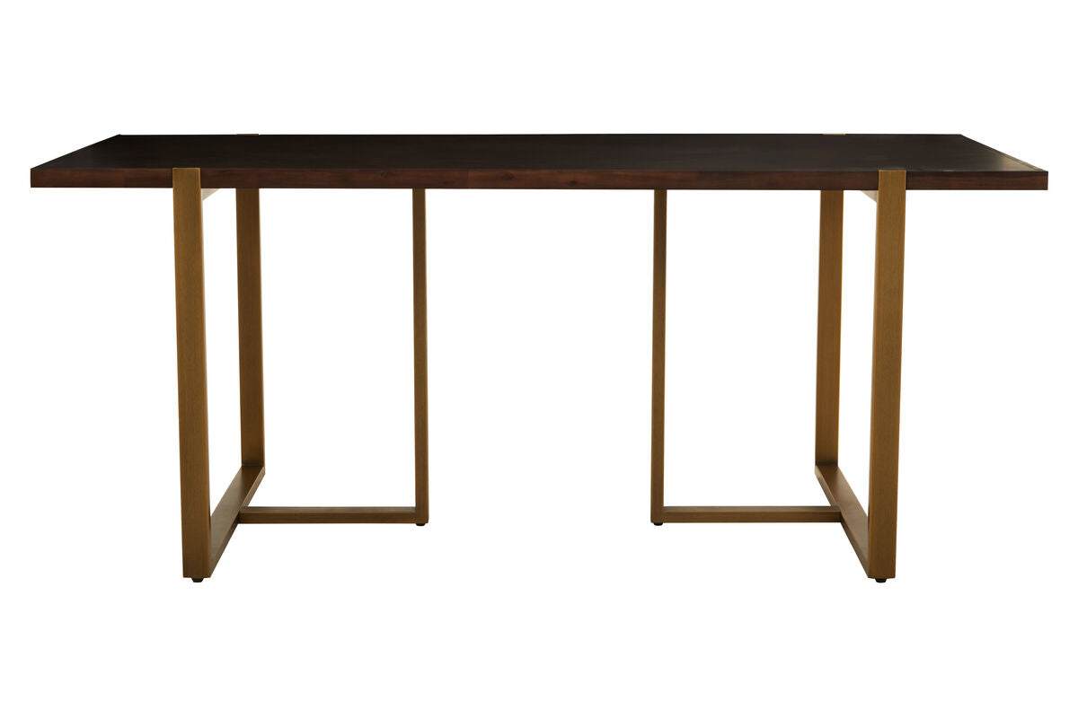 Orsina Brando Dining Table – Grey Acacia Chevron Wood & Brass