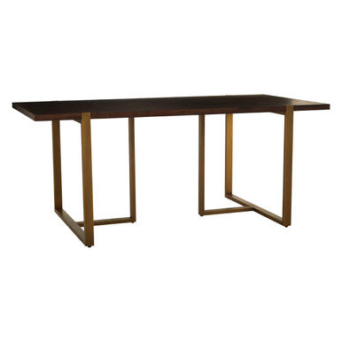Orsina Brando Dining Table – Grey Acacia Chevron Wood & Brass