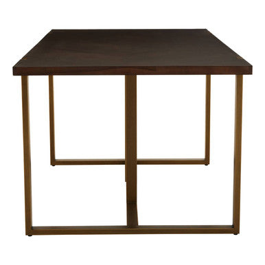 Orsina Brando Dining Table – Grey Acacia Chevron Wood & Brass