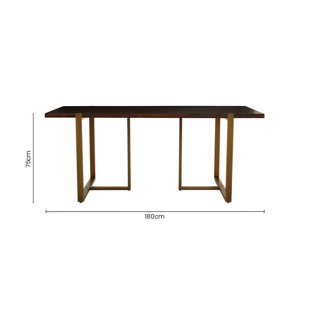 Orsina Brando Dining Table – Grey Acacia Chevron Wood & Brass