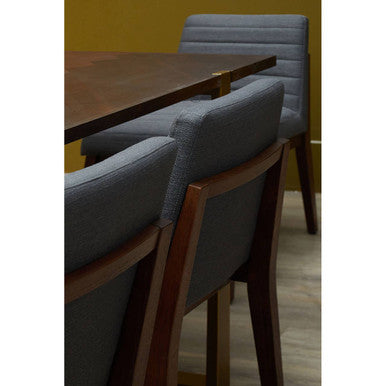 Orsina Brando Dining Table – Grey Acacia Chevron Wood & Brass