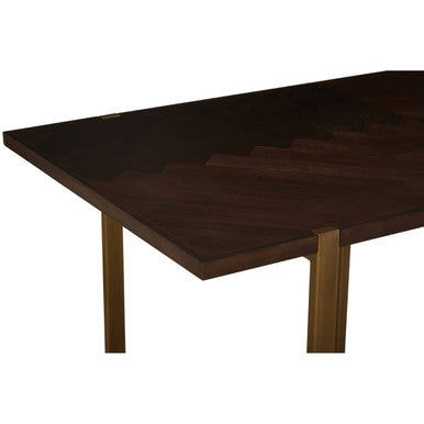 Orsina Brando Dining Table – Grey Acacia Chevron Wood & Brass