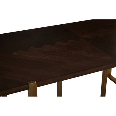 Orsina Brando Dining Table – Grey Acacia Chevron Wood & Brass