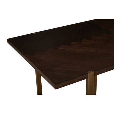 Orsina Brando Dining Table – Grey Acacia Chevron Wood & Brass