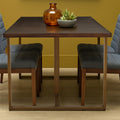 Orsina Brando Dining Table – Grey Acacia Chevron Wood & Brass