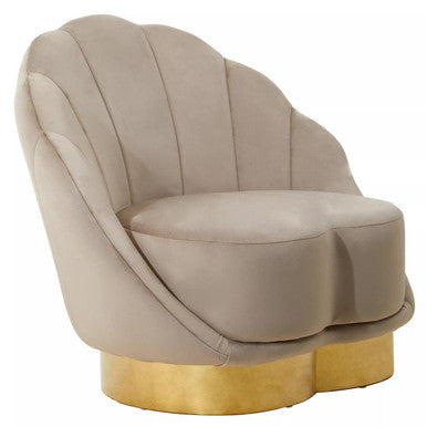Orsina Biarritz Mink Velvet Accent Chair with Curved Gold Base