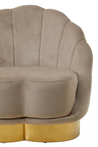 Orsina Biarritz Mink Velvet Accent Chair with Curved Gold Base