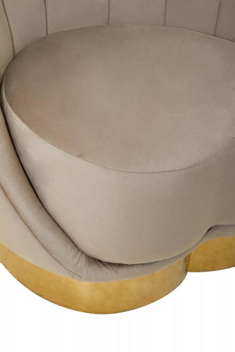 Orsina Biarritz Mink Velvet Accent Chair with Curved Gold Base