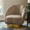 Orsina Biarritz Mink Velvet Accent Chair with Curved Gold Base