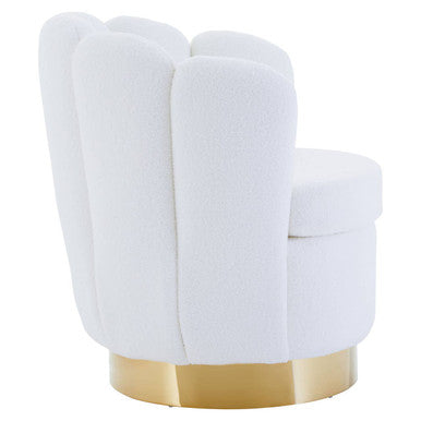 Orsina Biarritz Scalloped Swivel Chair | Off White Boucle Accent Chair