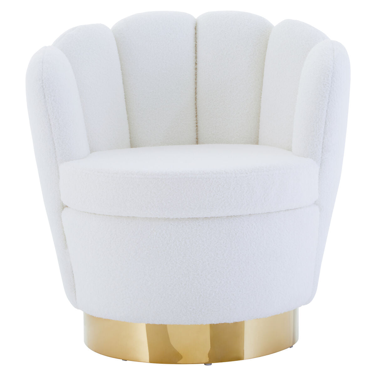 Orsina Biarritz Scalloped Swivel Chair | Off White Boucle Accent Chair