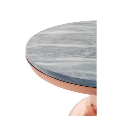 Orsina Amira Black Marble Side Table – Round Copper Pedestal Base