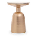 Orsina Amira Round White Marble Side Table with Chunky Gold Iron Base