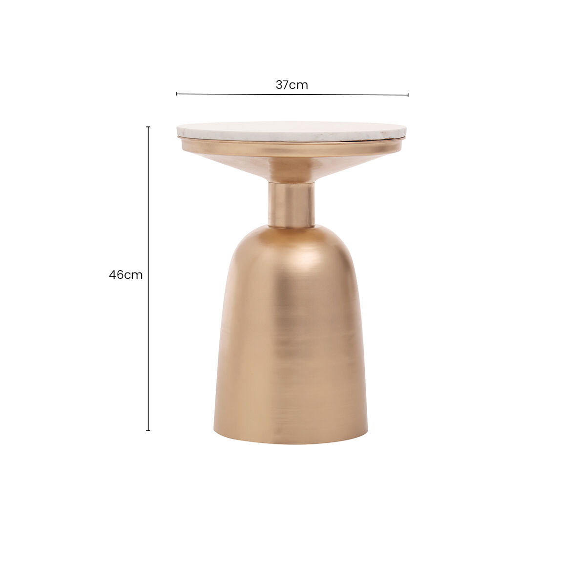 Orsina Amira Round White Marble Side Table with Chunky Gold Iron Base