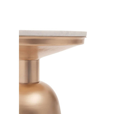 Orsina Amira Round White Marble Side Table with Chunky Gold Iron Base