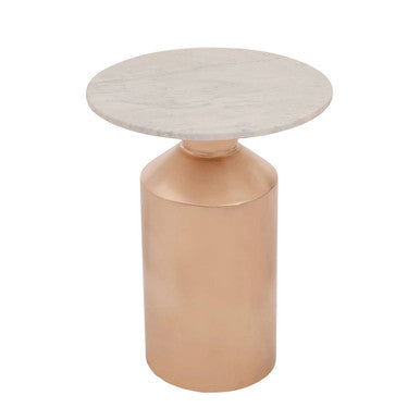 Orsina Amira White Carrara Marble Side Table with Gold Iron Base